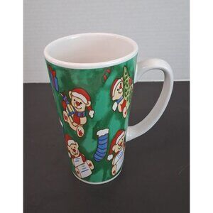 VTG Christmas Teddy Bear Mug Ceramic 16oz Green Holiday Coffee Cup 1990s GUC